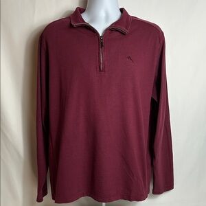 Tommy Bahama Men’s Size Large Maroon Red Quarter Zip Pullover Long Sleeve Shirt
